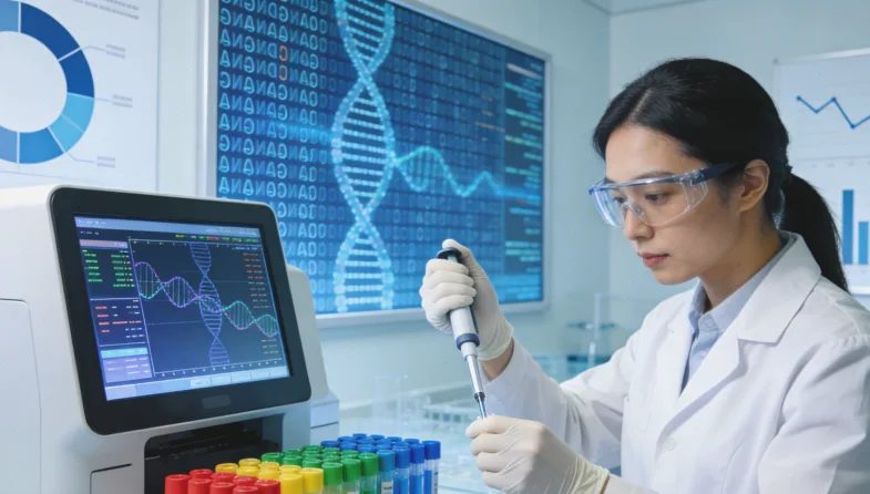 基因测序仪正在分析DNA序列数据