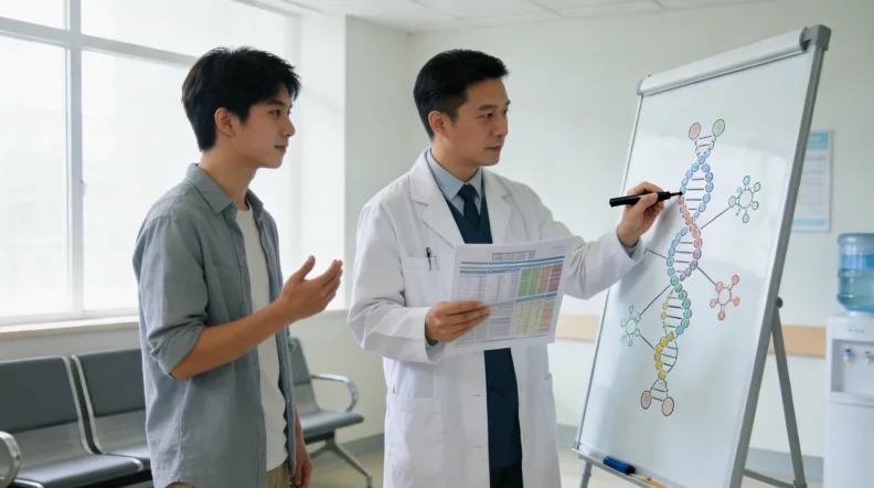 医生进行腹腔穿刺引流腹水操作示意图