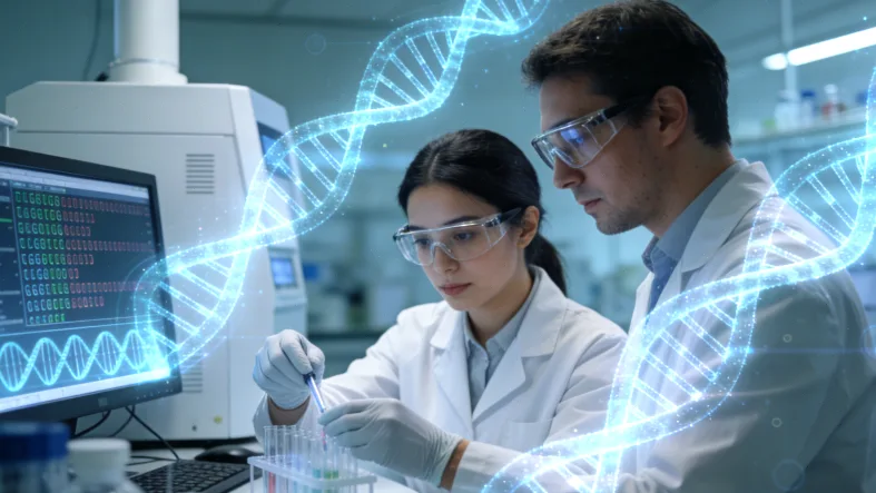 基因检测报告示意图，突出HER2、MSI等关键词