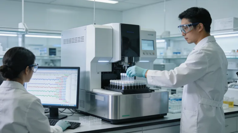 病理科医生在显微镜下观察组织切片