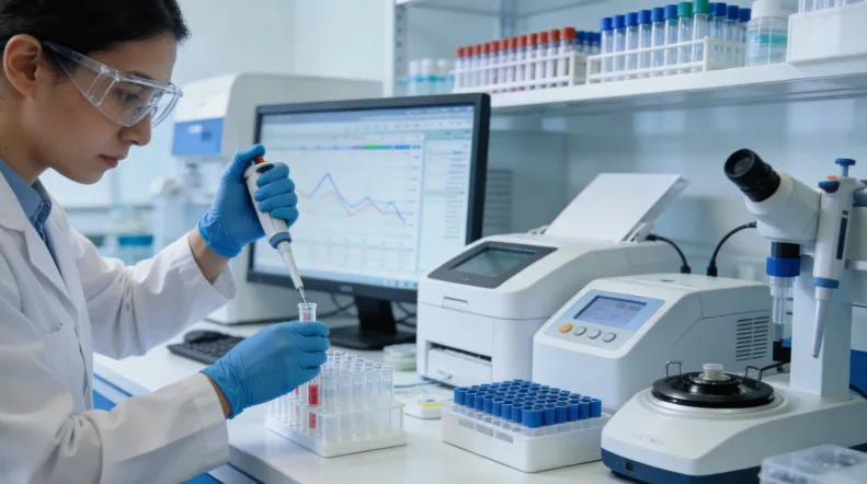 一位患者正在与医生共同查看基因检测报告