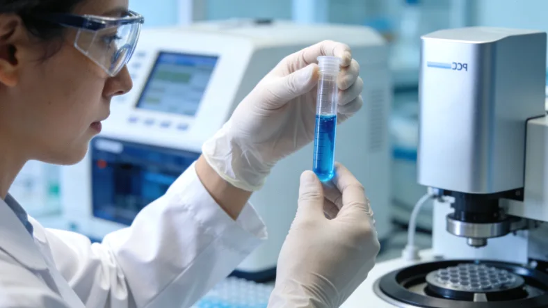 实验室技术人员进行RNA提取与PCR检测操作