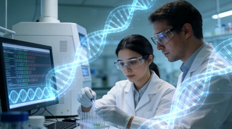 医生与患者共同查看21基因检测报告