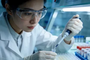 医生与患者共同查看21基因检测报告