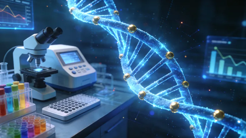 医生与患者共同查看21基因检测报告示意图