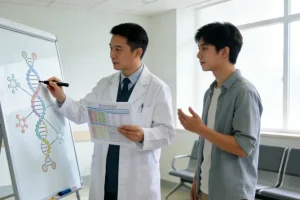 病理显微镜下显示的乳腺癌脉管癌栓示意图