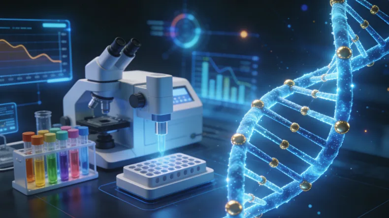 数字PCR微滴生成与检测原理图