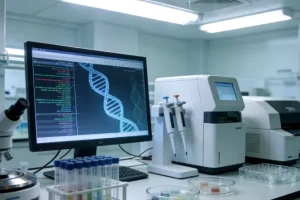 肺部CT影像与基因图谱对比示意图