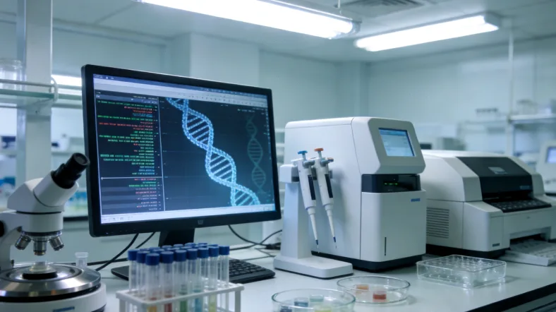 肺部CT影像与基因图谱对比示意图