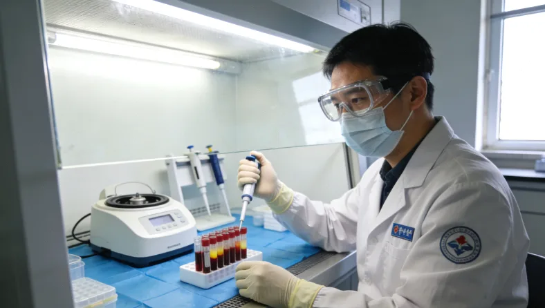 医生与患者讨论家族遗传树谱图