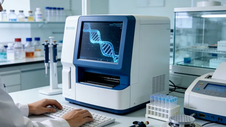 医生与患者共同查看家族遗传图谱