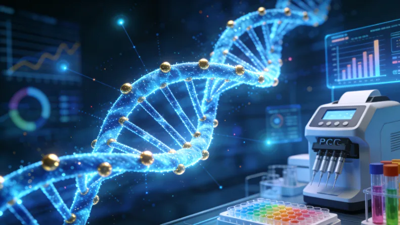 医生在诊室向一个家庭进行遗传咨询的示意图