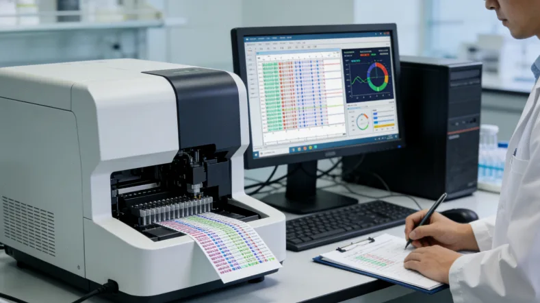 遗传咨询师与患者共同查看家系图谱