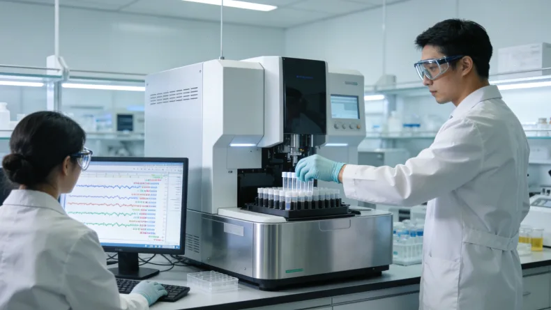 NGS测序仪工作场景：高科技设备进行基因分析