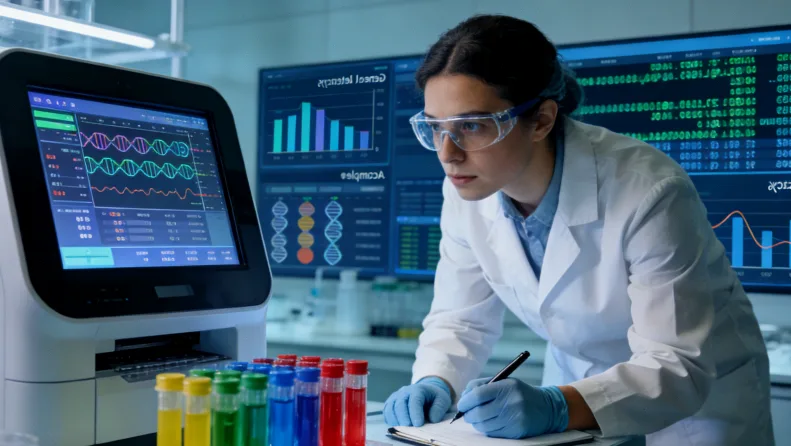 FISH检测结果图：显示分裂的荧光信号提示基因融合