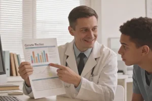 FISH法检测ROS1融合的荧光显微镜下图像