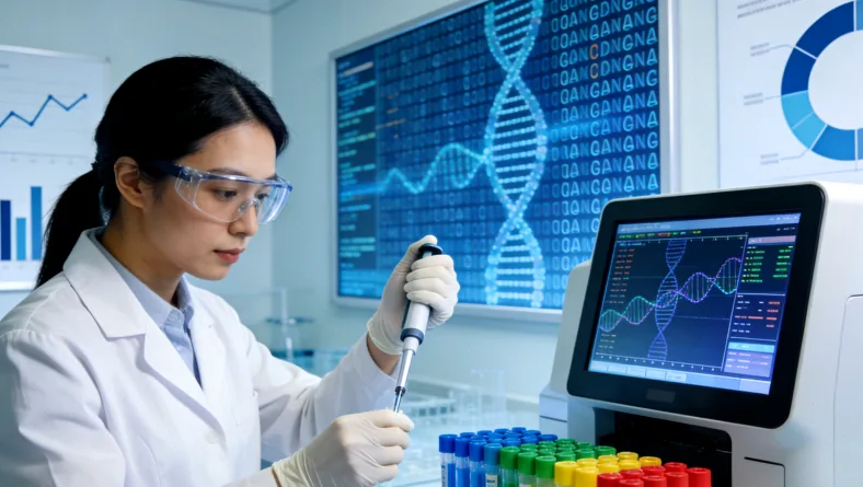 年轻女性患者与医生讨论基因检测报告