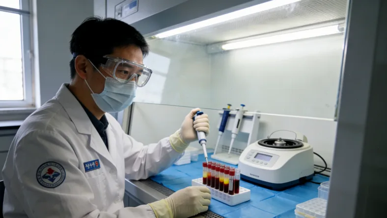 护士正在为患者采集血液样本用于检测