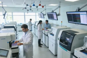 显微镜下显示的结直肠癌细胞示意图