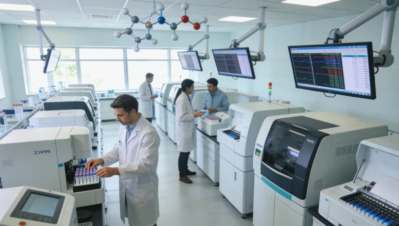 显微镜下显示的结直肠癌细胞示意图