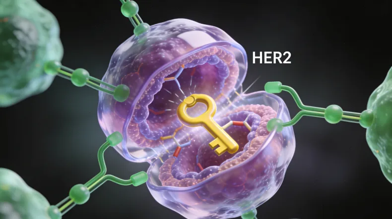靶向药与免疫细胞联合攻击肿瘤细胞概念图