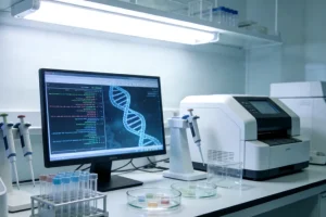 病理医生在显微镜下评估肿瘤细胞含量