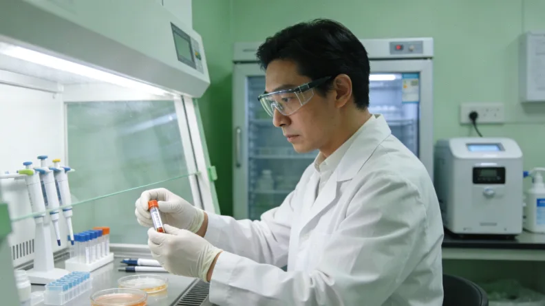 患者在家中使用血糖仪监测血糖