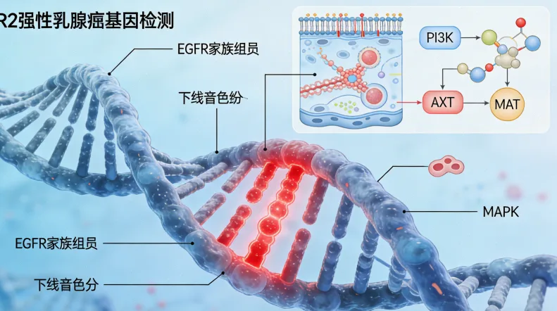 PIK3CA基因突变驱动肿瘤生长的信号通路示意图