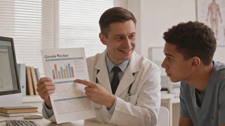 医生与患者讨论基因检测报告