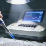 HRD评分临界值示意图：一条刻度尺上的指针在临界线附近摇摆