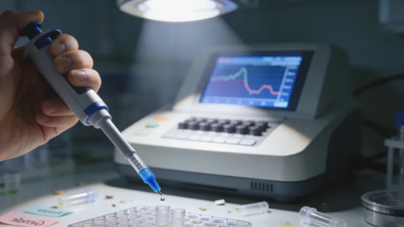 HRD评分临界值示意图：一条刻度尺上的指针在临界线附近摇摆