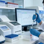 医生与患者共同查看基因检测报告示意图