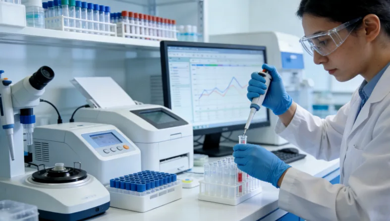 医生与患者共同查看基因检测报告示意图