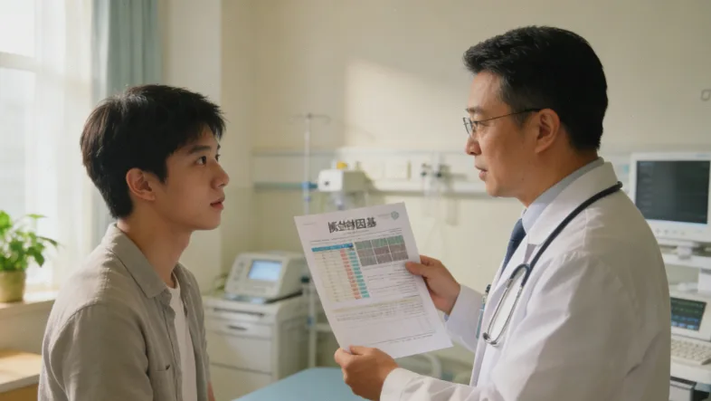 医生与患者家属在诊室沟通的场景