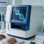 医生与患者共同查看CT影像，讨论病情变化