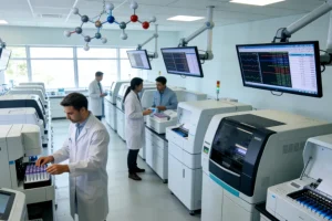 医生与患者共同查看基因检测报告