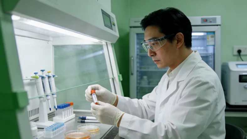 一位患者正在阅读基因检测报告的特写