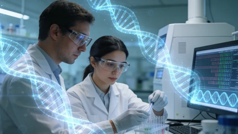 医生与患者共同查看基因检测报告