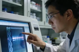 健康足细胞与受损足细胞电镜对比图