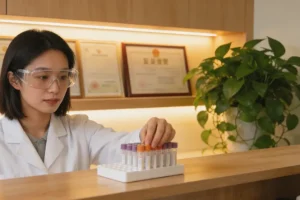 医生与年轻患者讨论肾脏B超结果