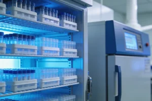 医生为白化病儿童进行视力检查