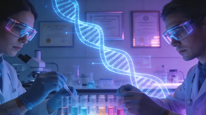 一位白化病儿童正在试戴包裹式防紫外线太阳镜