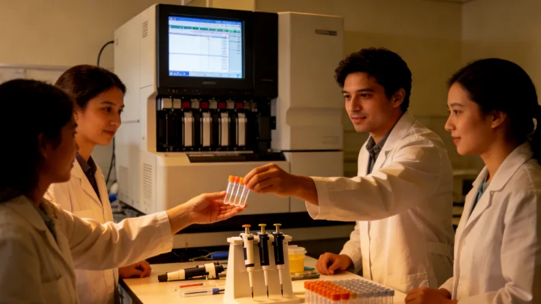 眼科医生正在为婴儿进行散瞳后眼底检查