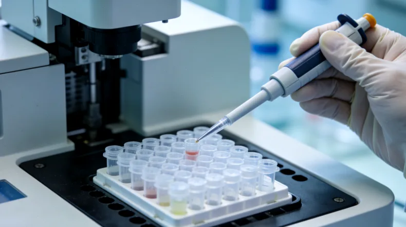 显微镜下的胚胎活检操作特写