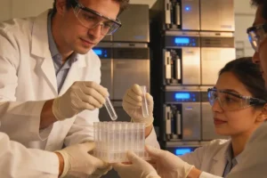 医生为婴儿进行耳声发射（OAE）听力筛查