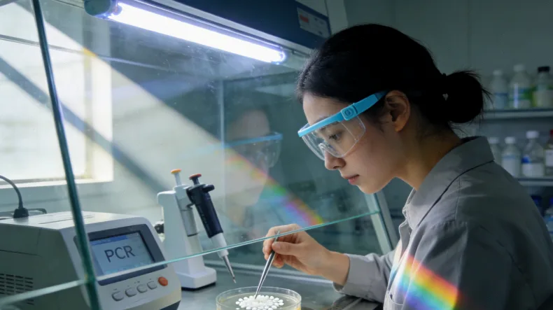 婴幼儿佩戴助听器进行听力测试场景