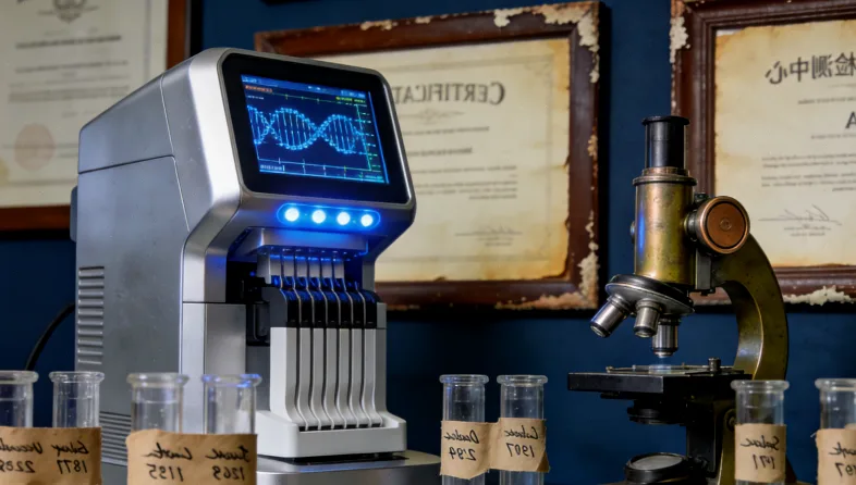 眼科医生正在用裂隙灯检查儿童眼睛