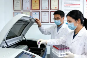 斑驳病典型表现：额部白色发绺与胸前白斑