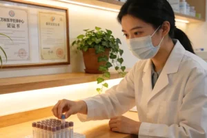 医生用图表讲解外胚层发育不良的体温调节机制