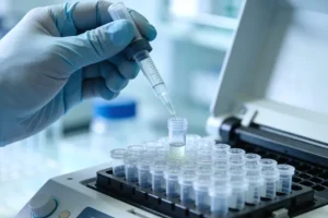 医生与家长共同查看孩子评估报告